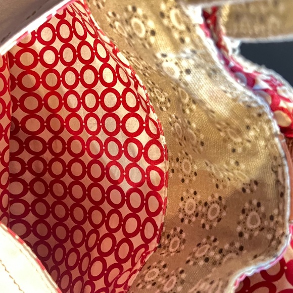 Fossil cotton canvas Boho flower bag/embellished w/beads-GUC-stains on bottom - Picture 7 of 8